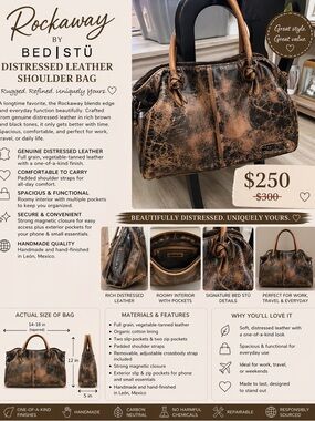 Bed Stu Distressed Brown & Black Leather Shoulder Bag